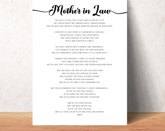 Mother in Law Wall Art Printable, Christian Blessing Print, Birthday Gift for MIL, Faith Based Family Decor, Digital Download