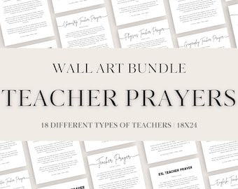 Teacher Prayer Wall Art Bundle 18 Christian Posters Printable Teacher Appreciation Gift Classroom Decor Faith Posters for Educators