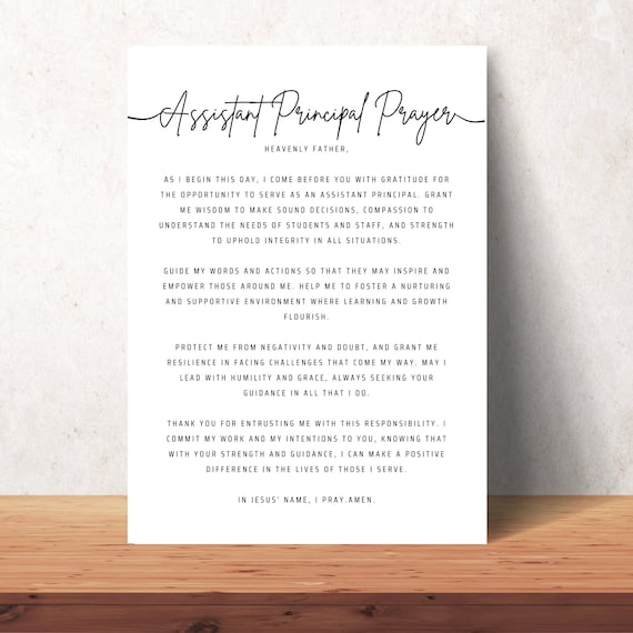 Assistant Principal Prayer Wall Art Printable Christian Assistant Principal Office Decor School Digital Poster Gift For Assistant Principals