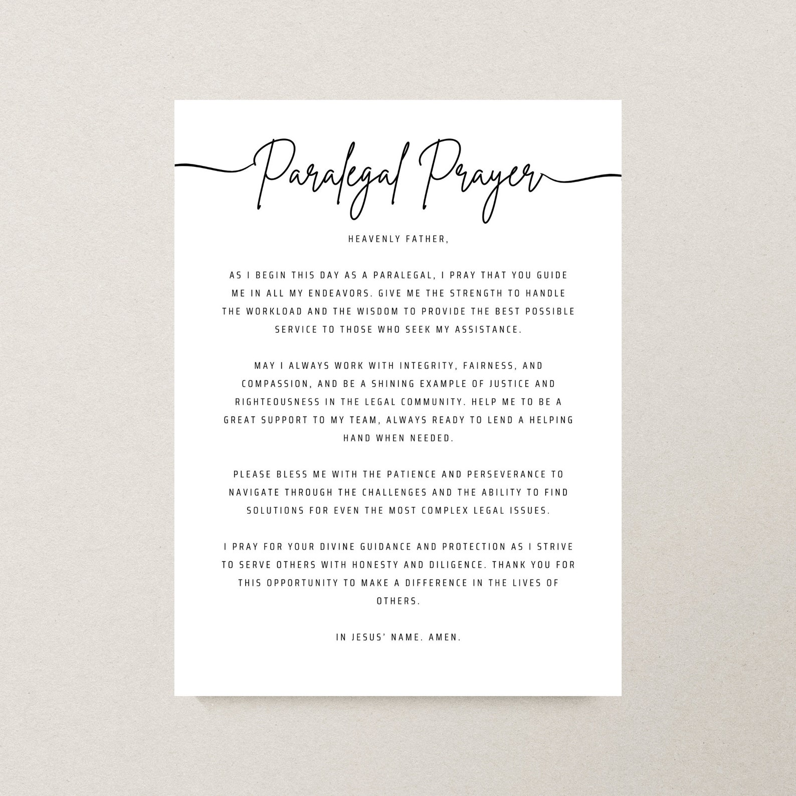 Wall Art Printable Prayer Paralegal Office Decor Christian Digital ...
