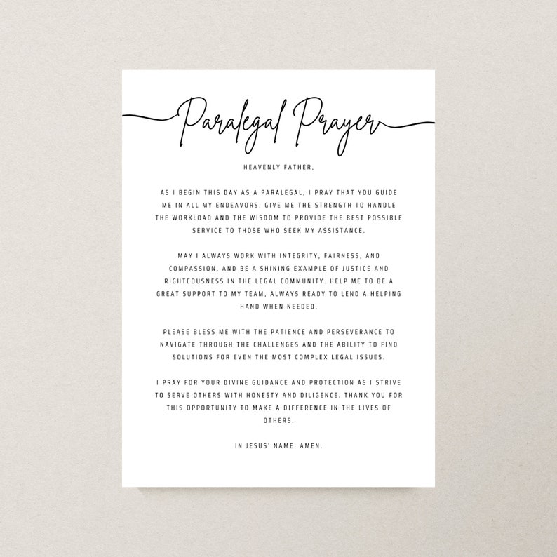 Wall Art Printable Prayer Paralegal Office Decor Christian Digital ...
