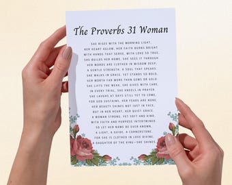 Proverbs 31 Woman Christian Printable Card Scripture Poem for Her Encouragement Gift Bible Verse Floral Wife Card Daughter Sister Mom Gran