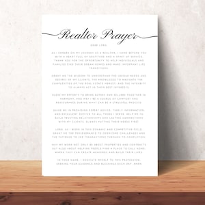 Realtor Prayer Wall Art Printable - Christian Poster Decor For Home or Office - Print Prayers - Downloadable Gift For Real Estate Agents