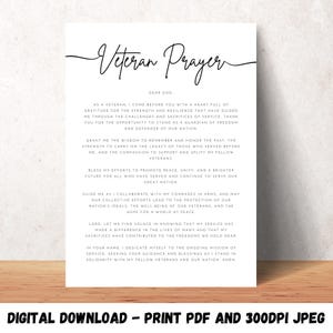 Veteran Prayer Wall Art Printable Christian Decor Home Gift Digital Print Poster Instant Download Veterans Day Gift Military Prayer Gift