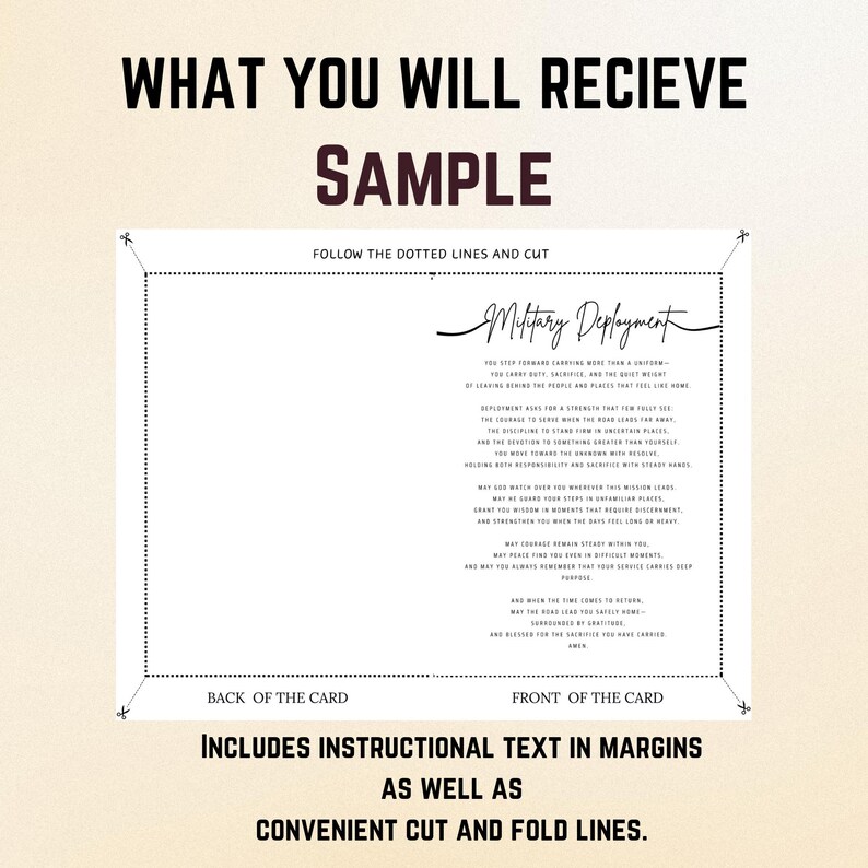 Army Intro Card Example Military Deployment Card Printable, Prayer for Soldier Card, Military ...