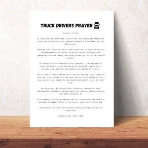 Truckers gebed afdrukbare muur kunst Office decor christelijke poster print downloadbare waardering cadeau voor vrachtwagenchauffeurs geschenken