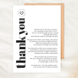 Danke Papa Karte druckbares Gedicht von Sohn oder Tochter Geschenk für Vater Dankeschön Wertschätzung Karte Andenken Vers