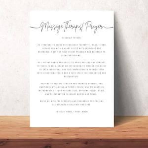 Massage Therapist&#39;s Prayer Wall Art - Home, Office, Or Studio Decor For Masseurs - Digital Download Gift For Christian Massage Therapists