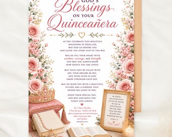 Quinceanera Card Printable Christian Quinceanera Blessing Card Quinceanera Gift Quinceanera Congratulations Religious Quinceanera Card