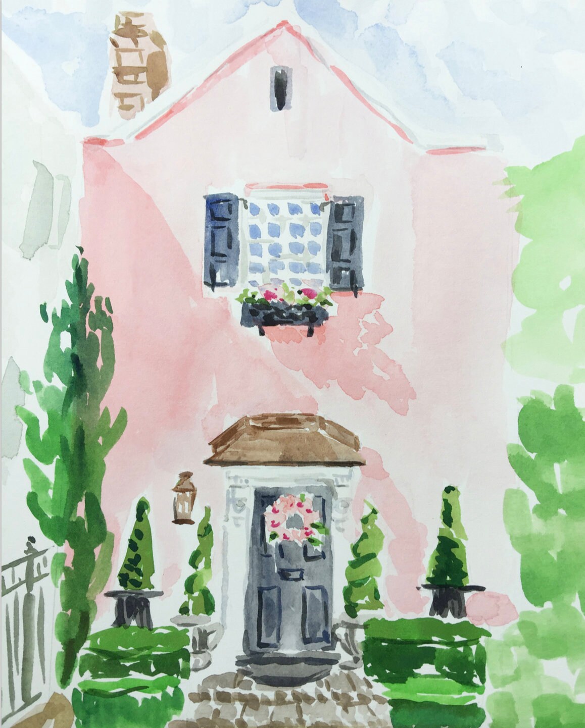 Charleston South Carolina Pink House Watercolor 8X10 | Etsy Uk