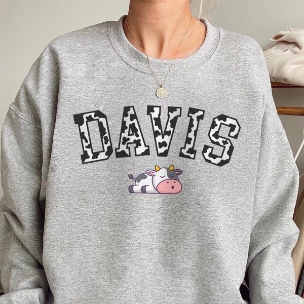 Davis Cowprint Sweatshirt | Unisex Heavy Blend Crewneck | UC Davis Shirt, Davis Merch, Aggies, University, California, College, Aggies Merch