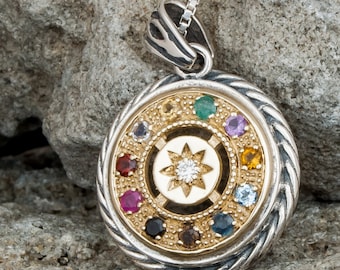 Collar de Cábala, amuleto judío, bendición sacerdotal, Hoshen, joyería de Cábala para hombres