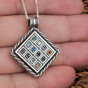 Kabbalah jewelry for women Hoshen necklace 12 tribes of israel pendant Israel jewelry designer