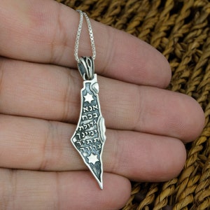 Carte Israël Pendentif Collier Israël Bijoux Collier Bijoux Kabbale pour homme