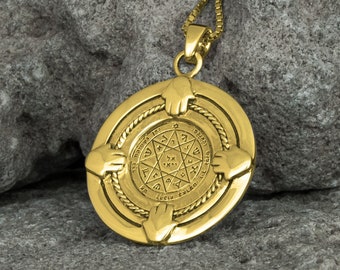 Seal of Solomon pendant Necklace amulet protection Travelers gifts Hamsa necklace men