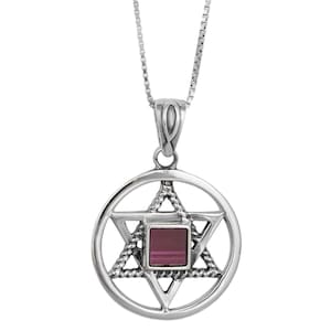 Star of David pendant necklace silver men Bible necklace for men Jewish necklace men Jewish amulet Star of David pendant for men