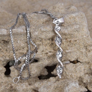 Genealogy gifts for a man Dna necklace gold Dna jewelry Science jewellery Double helix necklace Spiral pendant necklace