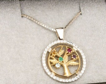 Collar del árbol de la vida de oro con cristales Regalos significativos para mamá Joyería del árbol de la vida para las mujeres Amuleto de la Cábala talismán