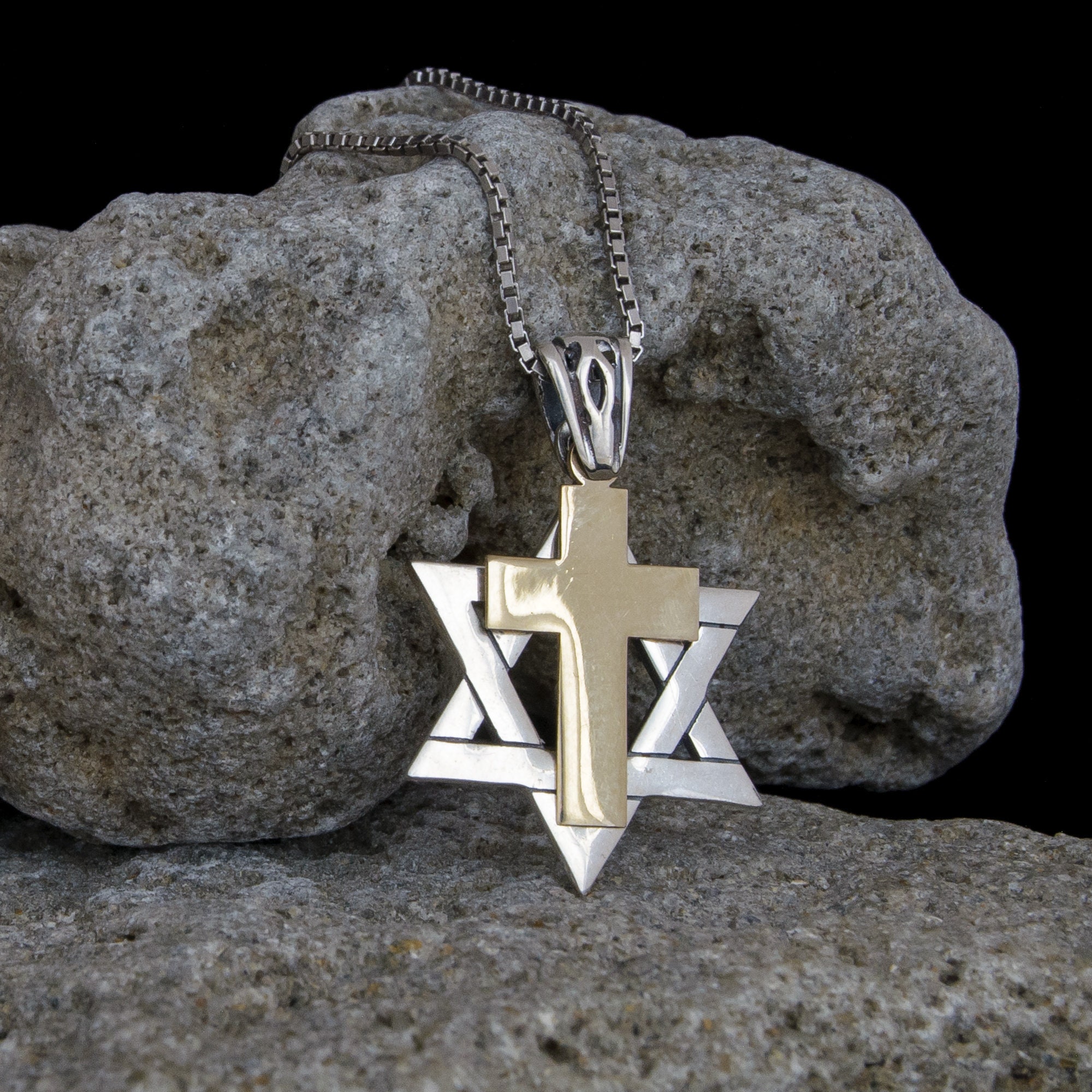 Star of David Cross Necklace Men Jewish Jewelry Star Magen David