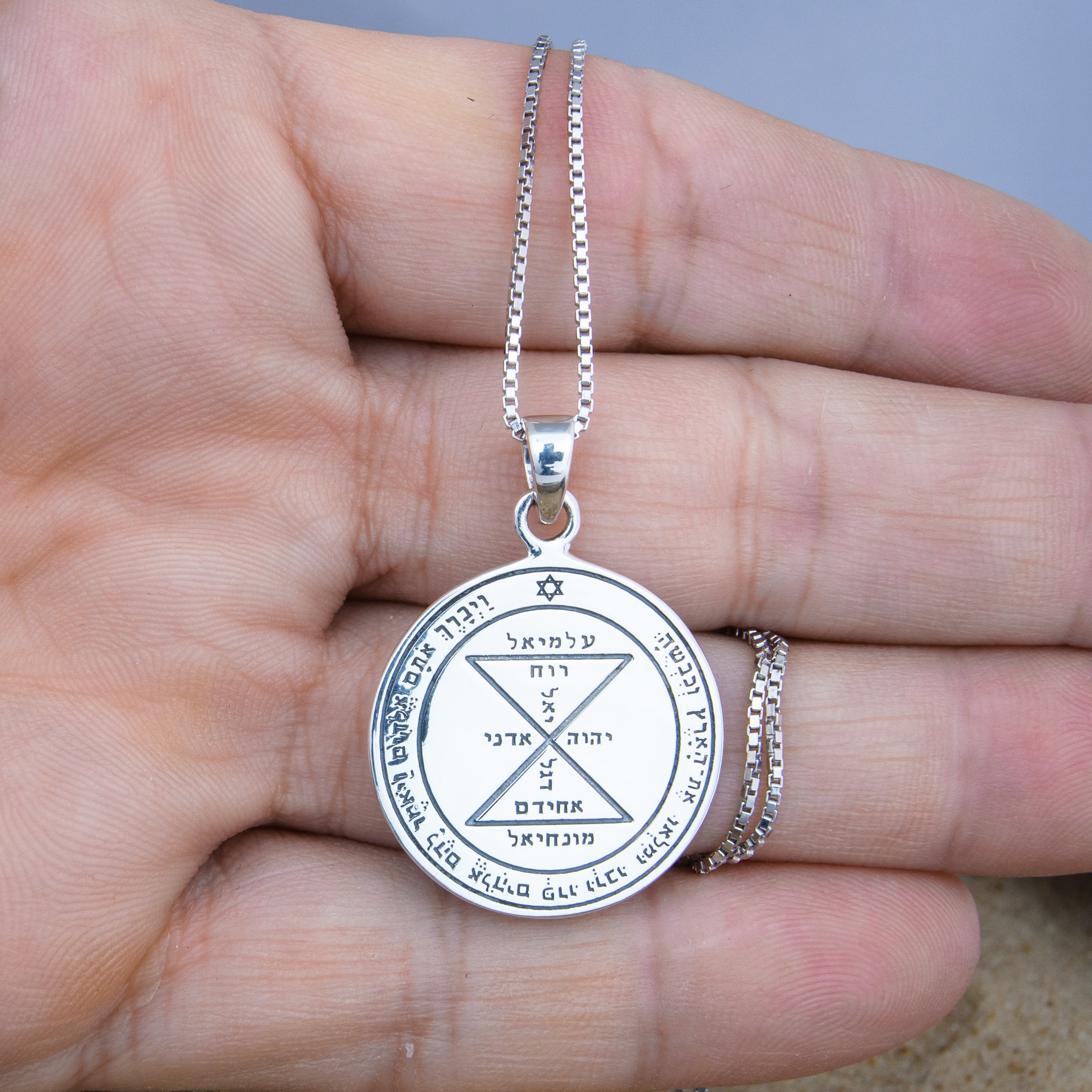 My Altar Solomons 3rd Pentacle of The Saturn for Protection Against Others Plots Rose Gold Stainless Steel Pendant Necklace