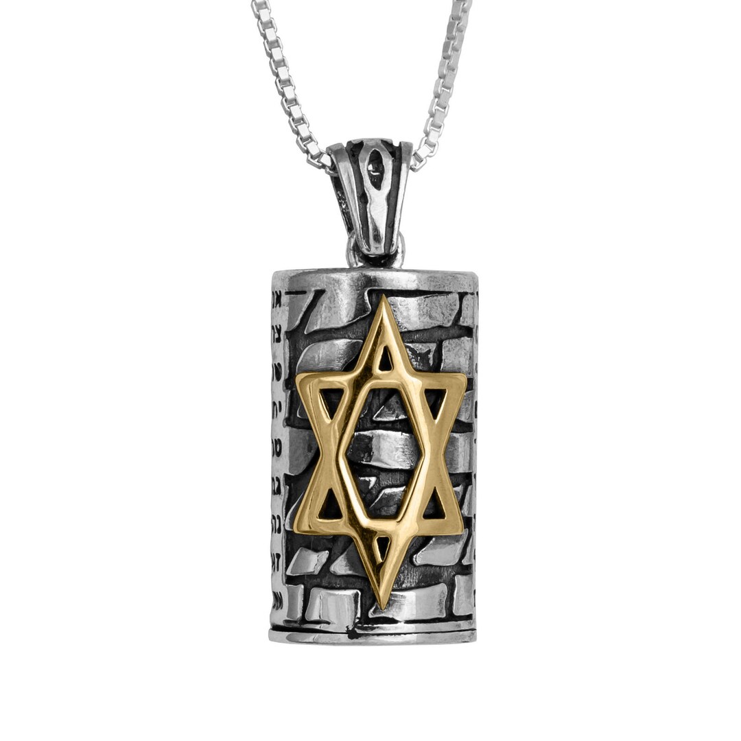 Mezuzah Necklace Star David Pendant Men Jewish Necklace Jewish Etsy