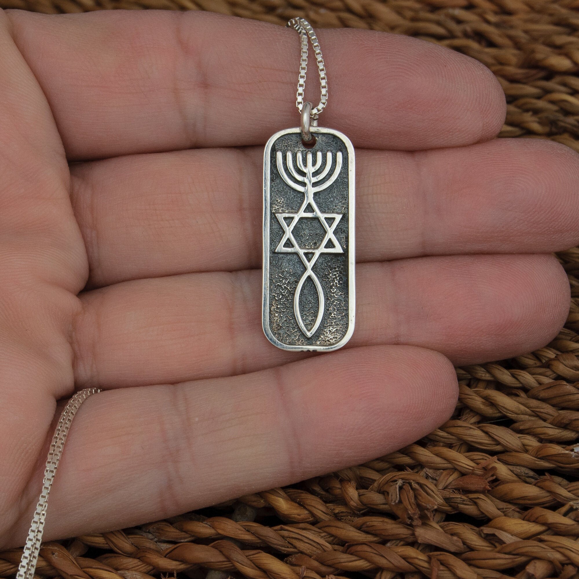 Necklace Kabbalah Menorah necklace for men Jewish jewelry men Etsy