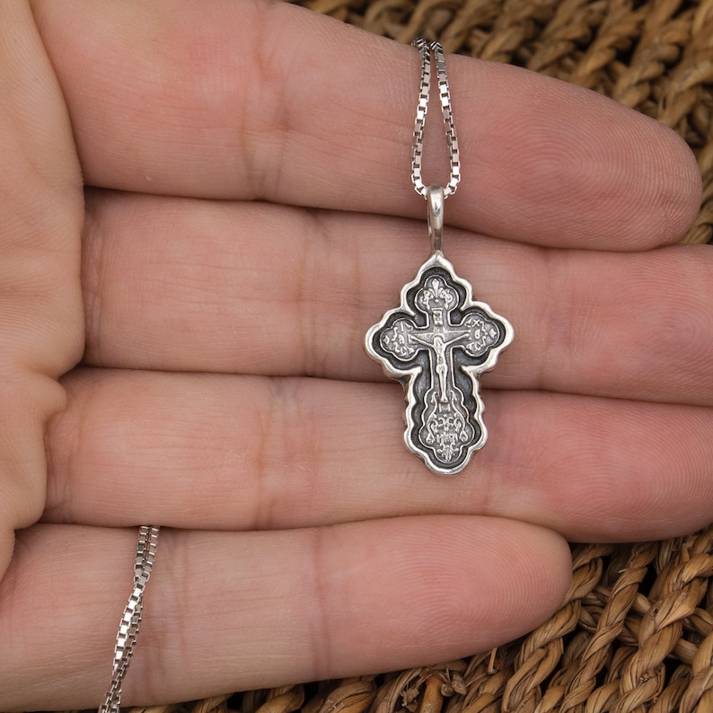Christian cross necklace for women Orthodox cross silver Etsy