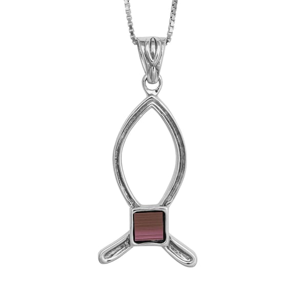 Jesus Fish Necklace for Men Jesus Fish Jewelry Eilat Stone Etsy