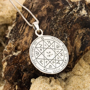 Solomon seal pendant Traveler gift for woman Amulet protection King Solomon seal Pentagram necklace sterling silver Pentacle necklace men
