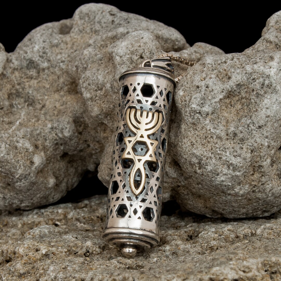 Mezuzah Pendant Kabbalah Jewelry Messiansymbol Yeshua Mezuzah Necklace