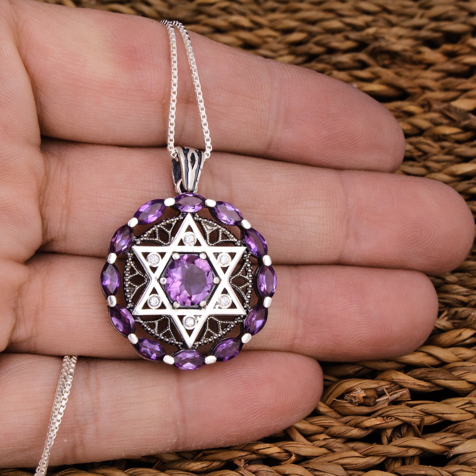 Star of David Necklace Amethyst Star of David Necklace Women Silver Jewish Star Necklace Valentine Day Gift for Her Jewish Etsy