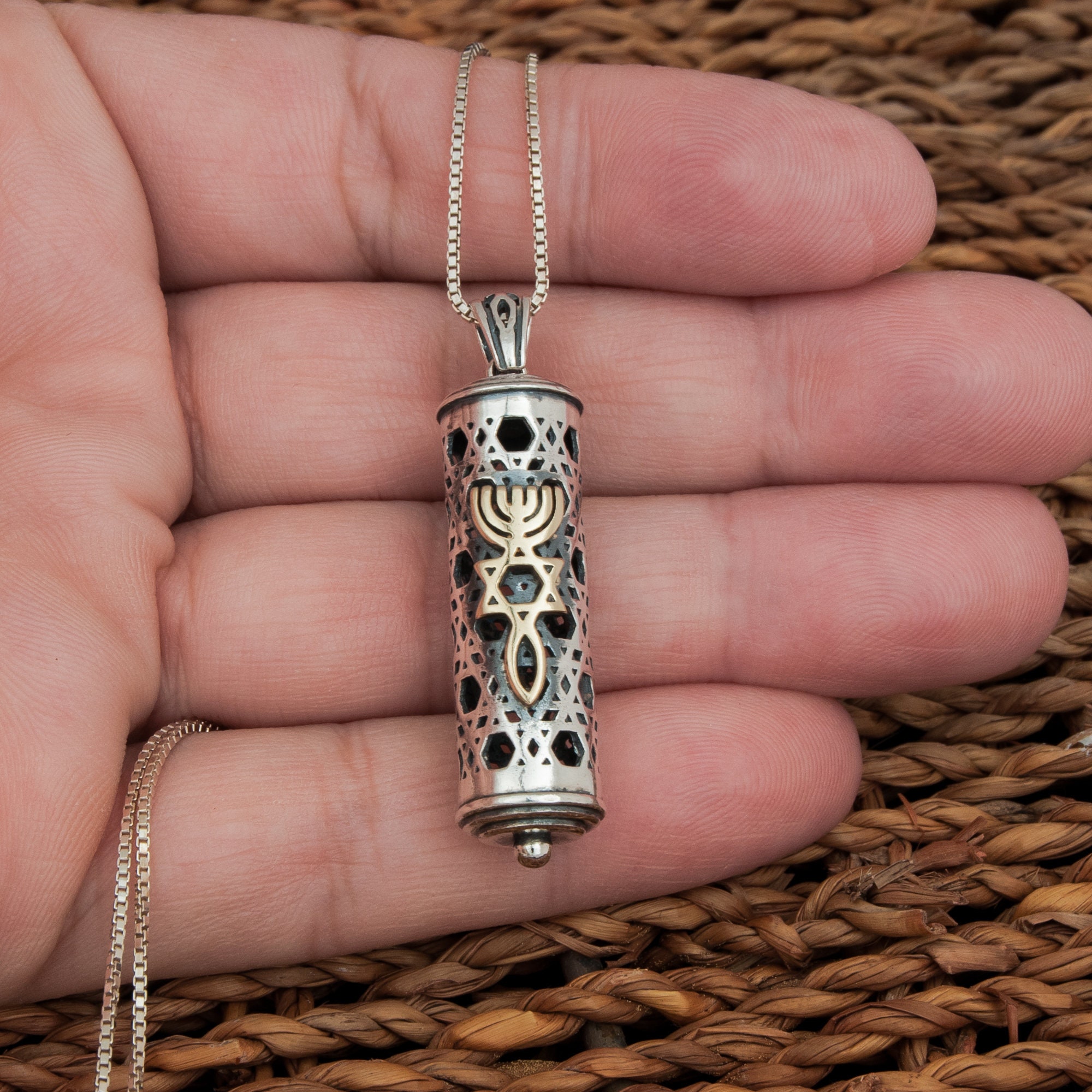 Mezuzah Pendant Kabbalah Jewelry Messiansymbol Yeshua Mezuzah Etsy UK