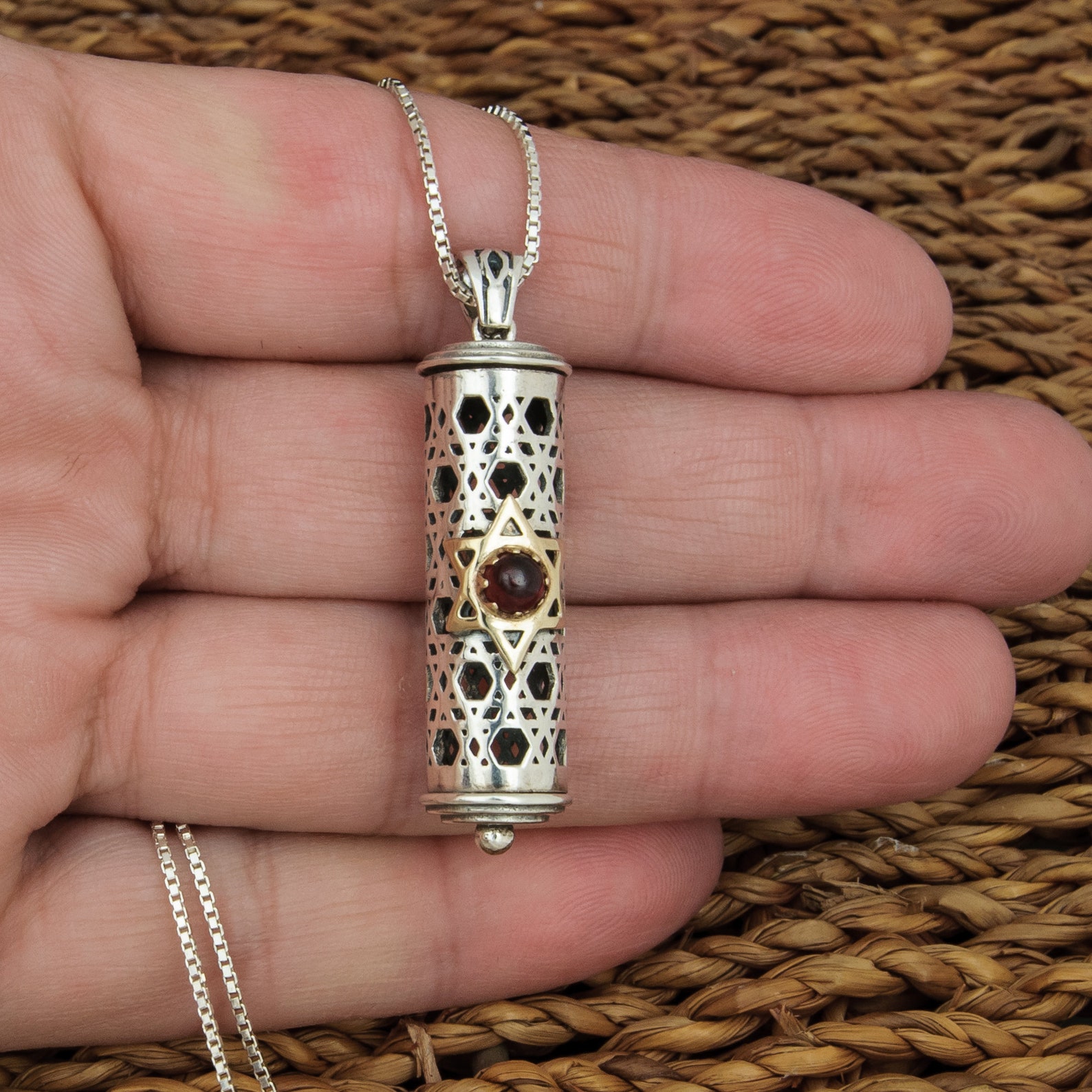 Jewelry From Israel Necklace Mezuzah Garnet Messianic Jewelry - Etsy