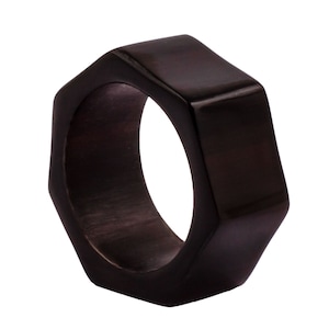 Siebeneckiger Oryx Horn Ring, Seven-Sided Antilope Horn Shofar Israel Schmuck, erhältlich in den Größen 6-13, handgefertigte polierte Judaica