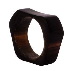 Herzförmiger Oryx Horn Ring, Antilopen Horn Shofar Israel Schmuck, erhältlich in den Größen 6-13, handgefertigtes poliertes Judaica Mode-Accessoire