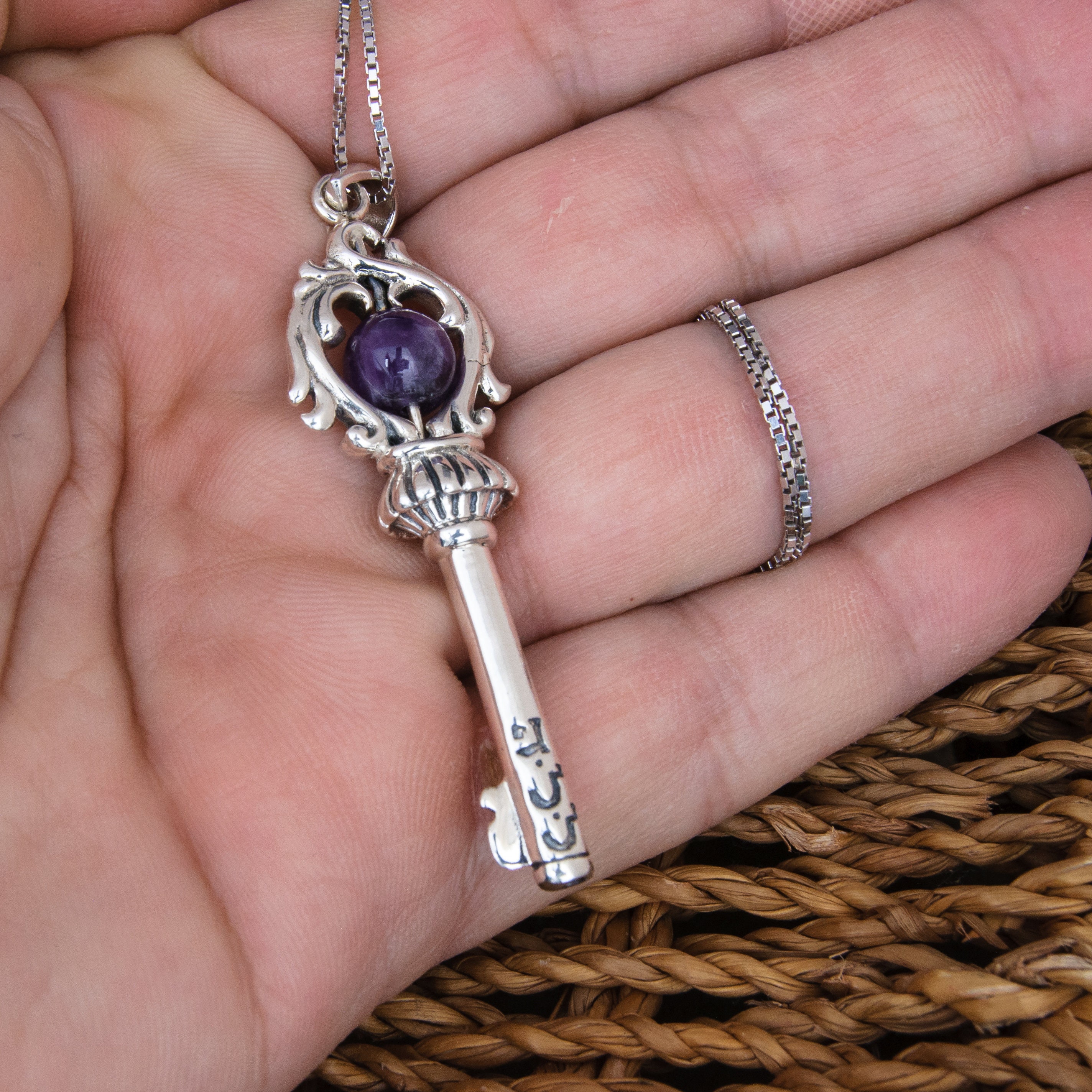 Key Necklaces for Women Silver Amethyst Necklace Sterling Silver Health Talisman Amulet Necklace Protection Etsy