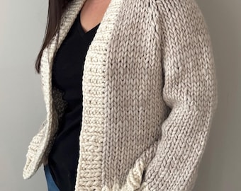 Wzór na gruby kardigan: sweter oversize Rumi dla dorosłych (wzór w formacie PDF)