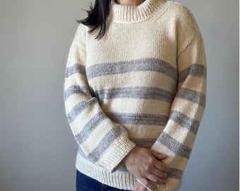 Sweter Piper (wzór PDF) | Ramiona siodłowe | Wzór na drutach w paski