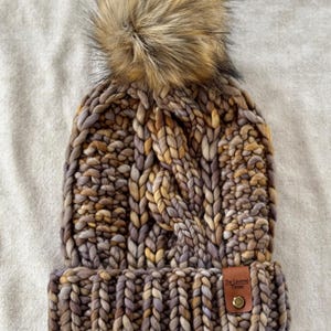 Hand Knit Merino Wool Beanie: Luxury Adult Hat with Pom