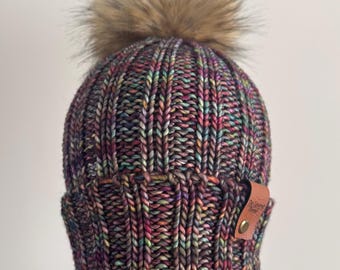 Hand Knit Merino Wool Beanie: Luxury Adult Hat