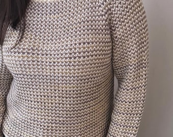 Wzór na sweter Cora Raglan: kolorowy wzór ściegiem rybackim (do pobrania cyfrowego)