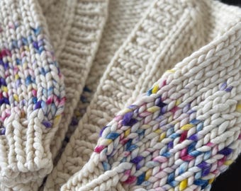 Gruby kardigan dziecięcy | Ręcznie robiony na drutach dla dzieci | Wełna merynosowa | Mini kurtka Rumi | kora jednorożca