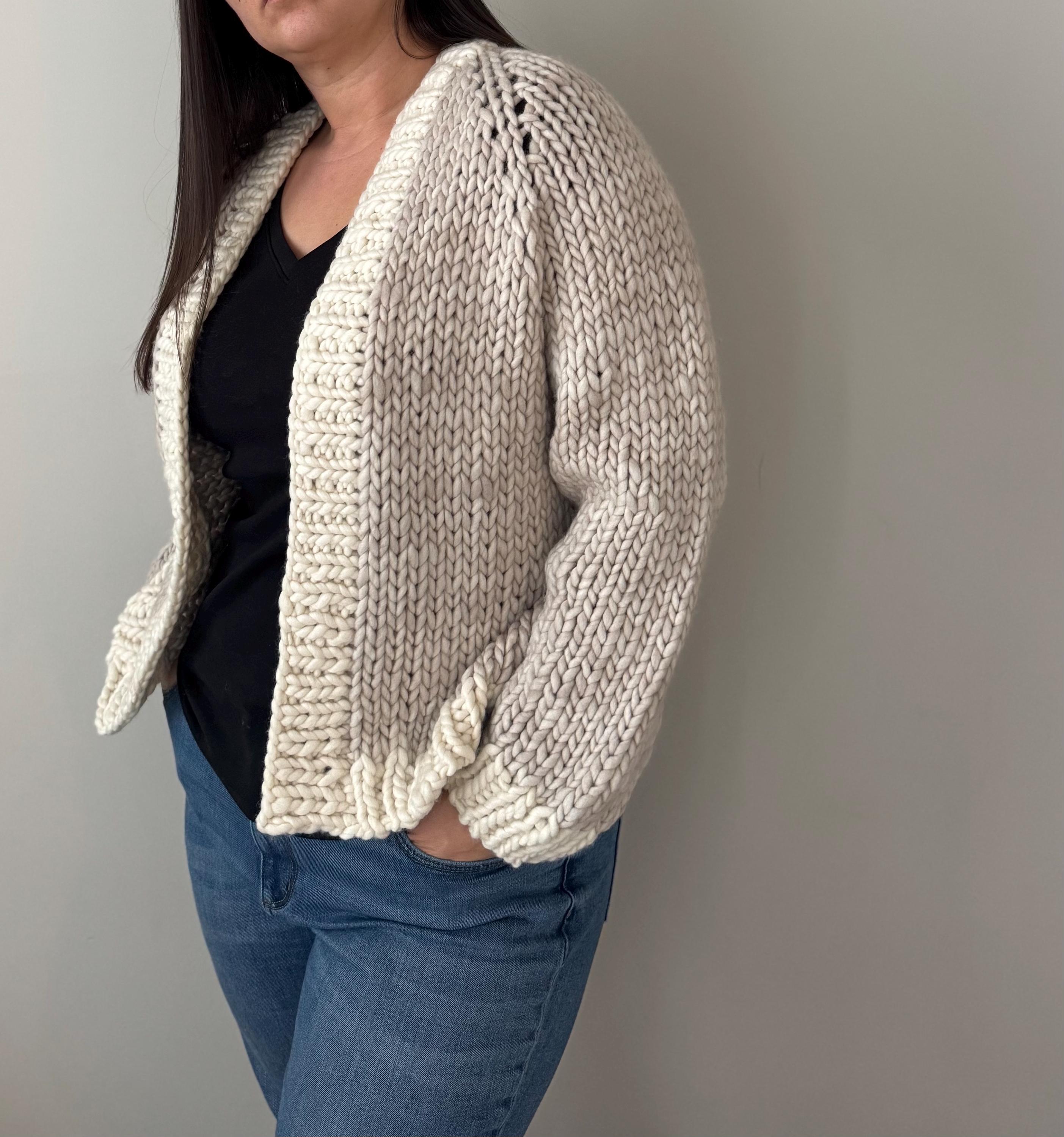Chunky Knit Cardigan Pattern: Adult Rumi Oversize Sweater (PDF