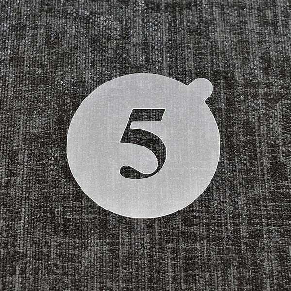 Reusable 'Number 5' Coffee Stencil. High Quality Strong 350 Micron Stencils.