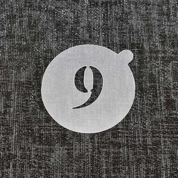 Reusable 'Number 9' Coffee Stencil. High Quality Strong 350 Micron Stencils.