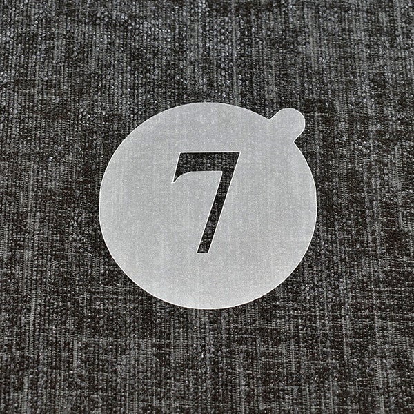 Reusable 'Number 7' Coffee Stencil. High Quality Strong 350 Micron Stencils.