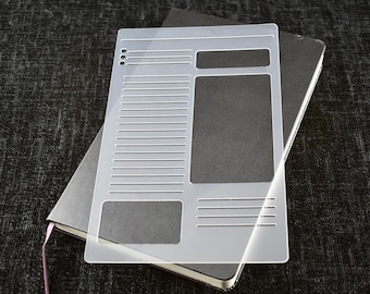 Notebook Stencil for A4 and A5 Journals - Lines and Boxes 2