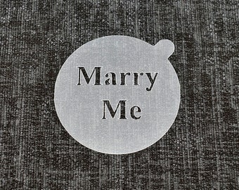 Reusable 'Marry Me Text' Coffee Stencil. High Quality Strong 350 Micron Stencils.