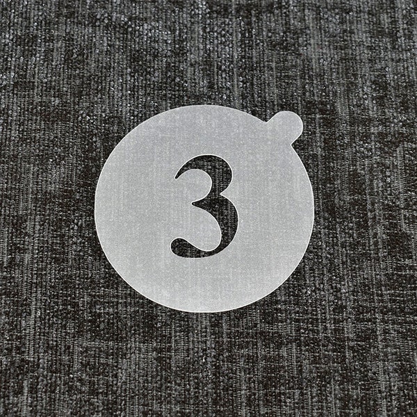 Reusable 'Number 3' Coffee Stencil. High Quality Strong 350 Micron Stencils.