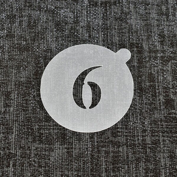 Reusable 'Number 6' Coffee Stencil. High Quality Strong 350 Micron Stencils.